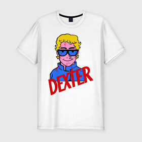 Мужская футболка премиум с принтом Мультяшный Dexter в Петрозаводске, 92% хлопок, 8% лайкра | приталенный силуэт, круглый вырез ворота, длина до линии бедра, короткий рукав | dexter | декстер | сериалы | тв сериалы