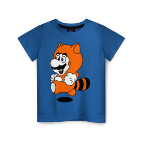 Детская футболка хлопок с принтом Mario In Tanooki Suit в Петрозаводске, 100% хлопок | круглый вырез горловины, полуприлегающий силуэт, длина до линии бедер | nintendo | марио | нинтендо