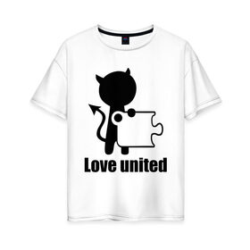 Женская футболка хлопок Oversize с принтом Love united мужская в Петрозаводске, 100% хлопок | свободный крой, круглый ворот, спущенный рукав, длина до линии бедер
 | love united | love united мужская | для двоих | парные