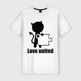 Мужская футболка премиум с принтом Love united мужская в Петрозаводске, 92% хлопок, 8% лайкра | приталенный силуэт, круглый вырез ворота, длина до линии бедра, короткий рукав | love united | love united мужская | для двоих | парные