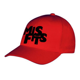 Бейсболка с принтом Misfits лого в Петрозаводске, 100% хлопок | классический козырек, металлическая застежка-регулятор размера | missfit | мисфит | отбросы | сериалы