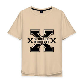 Мужская футболка хлопок Oversize с принтом Streght edge (sXe) (2) в Петрозаводске, 100% хлопок | свободный крой, круглый ворот, “спинка” длиннее передней части | streght edge | sxe | меломанам | музыка
