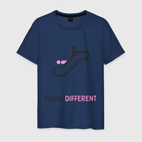 Мужская футболка хлопок с принтом Think Different в Петрозаводске, 100% хлопок | прямой крой, круглый вырез горловины, длина до линии бедер, слегка спущенное плечо. | think different