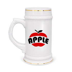 Кружка пивная с принтом Яблоко apple в Петрозаводске,  керамика (Материал выдерживает высокую температуру, стоит избегать резкого перепада температур) |  объем 630 мл | apple | яблоко