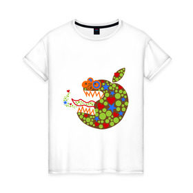 Женская футболка хлопок с принтом Зубастый apple в Петрозаводске, 100% хлопок | прямой крой, круглый вырез горловины, длина до линии бедер, слегка спущенное плечо | apple | зубастый эппл | яблоко