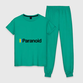 Женская пижама хлопок с принтом Paranoid в Петрозаводске, 100% хлопок | брюки и футболка прямого кроя, без карманов, на брюках мягкая резинка на поясе и по низу штанин | paranoid | антибренд | полоройд | разное