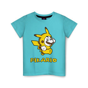 Детская футболка хлопок с принтом Pikario в Петрозаводске, 100% хлопок | круглый вырез горловины, полуприлегающий силуэт, длина до линии бедер | марио