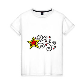 Женская футболка хлопок с принтом Звезда узор в Петрозаводске, 100% хлопок | прямой крой, круглый вырез горловины, длина до линии бедер, слегка спущенное плечо | девушкам | звезда | звездочки | узоры