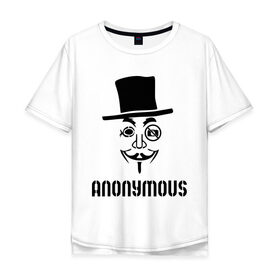 Мужская футболка хлопок Oversize с принтом Анонимус в Петрозаводске, 100% хлопок | свободный крой, круглый ворот, “спинка” длиннее передней части | vendetta | анонимус | мультфильмы