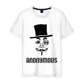 Мужская футболка хлопок с принтом Анонимус в Петрозаводске, 100% хлопок | прямой крой, круглый вырез горловины, длина до линии бедер, слегка спущенное плечо. | vendetta | анонимус | мультфильмы