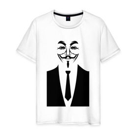 Мужская футболка хлопок с принтом Business Anonymous в Петрозаводске, 100% хлопок | прямой крой, круглый вырез горловины, длина до линии бедер, слегка спущенное плечо. | anonymous | business | business anonymous | vendetta