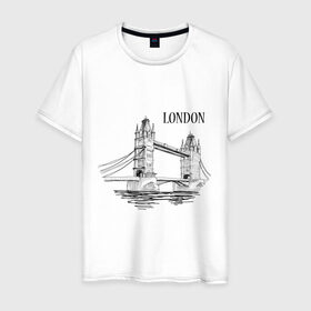 Мужская футболка хлопок с принтом LONDON (эскиз) в Петрозаводске, 100% хлопок | прямой крой, круглый вырез горловины, длина до линии бедер, слегка спущенное плечо. | лондон