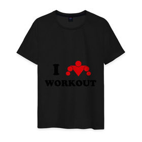 Мужская футболка хлопок с принтом I love WorkOut в Петрозаводске, 100% хлопок | прямой крой, круглый вырез горловины, длина до линии бедер, слегка спущенное плечо. | street workout | workout | брусья | воркаут | спорт