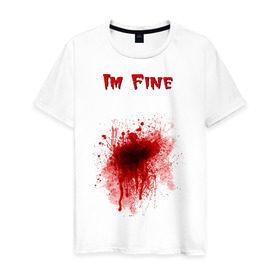 Мужская футболка хлопок с принтом Кровавое пятно в Петрозаводске, 100% хлопок | прямой крой, круглый вырез горловины, длина до линии бедер, слегка спущенное плечо. | cool777 | im fine | в порядке | кровь | рана | шрам