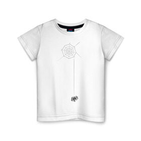Детская футболка хлопок с принтом Паутина на груди в Петрозаводске, 100% хлопок | круглый вырез горловины, полуприлегающий силуэт, длина до линии бедер | животные | насекомое | паук | паутинка | паучок | прикольные картинки
