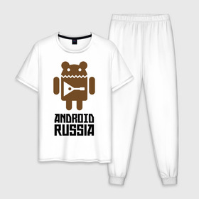 Мужская пижама хлопок с принтом Android Russia в Петрозаводске, 100% хлопок | брюки и футболка прямого кроя, без карманов, на брюках мягкая резинка на поясе и по низу штанин
 | android russia | антибренд