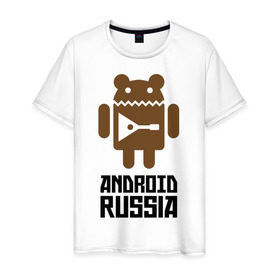 Мужская футболка хлопок с принтом Android Russia в Петрозаводске, 100% хлопок | прямой крой, круглый вырез горловины, длина до линии бедер, слегка спущенное плечо. | android russia | антибренд