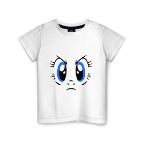Детская футболка хлопок с принтом недовольный смайлик - глаза в Петрозаводске, 100% хлопок | круглый вырез горловины, полуприлегающий силуэт, длина до линии бедер | smile | глаза | злой смайл | недовольный смайл