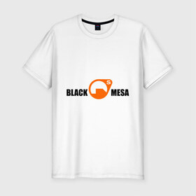 Мужская футболка премиум с принтом Black mesa Main logo в Петрозаводске, 92% хлопок, 8% лайкра | приталенный силуэт, круглый вырез ворота, длина до линии бедра, короткий рукав | black mesa | игры | компьютерные игры