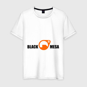 Мужская футболка хлопок с принтом Black mesa Main logo в Петрозаводске, 100% хлопок | прямой крой, круглый вырез горловины, длина до линии бедер, слегка спущенное плечо. | black mesa | игры | компьютерные игры
