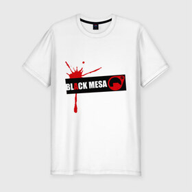 Мужская футболка премиум с принтом Black mesa Blood в Петрозаводске, 92% хлопок, 8% лайкра | приталенный силуэт, круглый вырез ворота, длина до линии бедра, короткий рукав | black mesa | игры | компьютерные игры