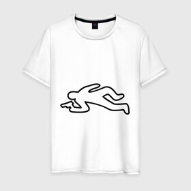 Мужская футболка хлопок с принтом Место преступления в Петрозаводске, 100% хлопок | прямой крой, круглый вырез горловины, длина до линии бедер, слегка спущенное плечо. | 