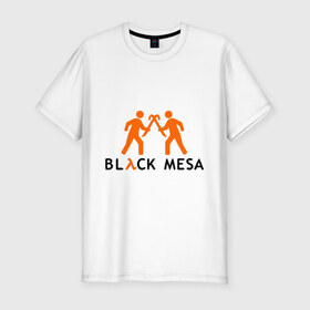 Мужская футболка премиум с принтом Black mesa Orange men в Петрозаводске, 92% хлопок, 8% лайкра | приталенный силуэт, круглый вырез ворота, длина до линии бедра, короткий рукав | black mesa | игры | компьютерные игры