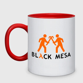Кружка двухцветная с принтом Black mesa Orange men в Петрозаводске, керамика | объем — 330 мл, диаметр — 80 мм. Цветная ручка и кайма сверху, в некоторых цветах — вся внутренняя часть | Тематика изображения на принте: black mesa | игры | компьютерные игры