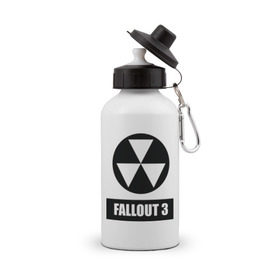 Бутылка спортивная с принтом Fallout Black logo в Петрозаводске, металл | емкость — 500 мл, в комплекте две пластиковые крышки и карабин для крепления | 