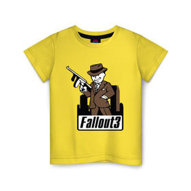 Детская футболка хлопок с принтом Fallout Man with gun в Петрозаводске, 100% хлопок | круглый вырез горловины, полуприлегающий силуэт, длина до линии бедер | fallout | логотип | постапокалиптические | фаллаут | фоллаут