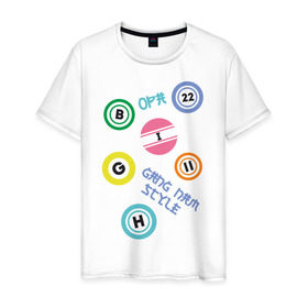 Мужская футболка хлопок с принтом Gangnam print в Петрозаводске, 100% хлопок | прямой крой, круглый вырез горловины, длина до линии бедер, слегка спущенное плечо. | gangnam style | интернет приколы | корейский репер | корейский рэп | корея