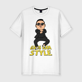 Мужская футболка премиум с принтом Gangnam style real в Петрозаводске, 92% хлопок, 8% лайкра | приталенный силуэт, круглый вырез ворота, длина до линии бедра, короткий рукав | 