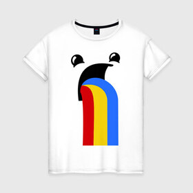 Женская футболка хлопок с принтом Funny Rainbow в Петрозаводске, 100% хлопок | прямой крой, круглый вырез горловины, длина до линии бедер, слегка спущенное плечо | 