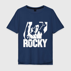 Мужская футболка хлопок Oversize с принтом Рокки Бальбоа (Rocky) в Петрозаводске, 100% хлопок | свободный крой, круглый ворот, “спинка” длиннее передней части | rocky | рокки | рокки бальбоа