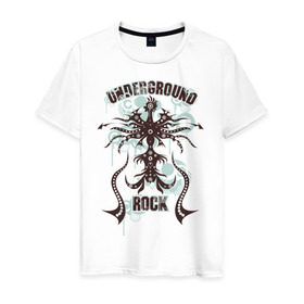 Мужская футболка хлопок с принтом Underground Rock в Петрозаводске, 100% хлопок | прямой крой, круглый вырез горловины, длина до линии бедер, слегка спущенное плечо. | rock | андергроунд | музыка | рок | рок музыка