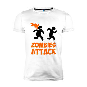 Мужская футболка премиум с принтом Zombies Attack в Петрозаводске, 92% хлопок, 8% лайкра | приталенный силуэт, круглый вырез ворота, длина до линии бедра, короткий рукав | 