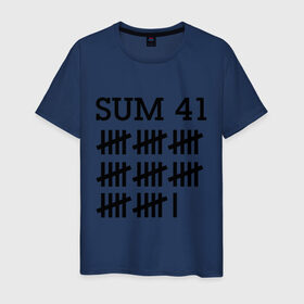 Мужская футболка хлопок с принтом Sum 41 black в Петрозаводске, 100% хлопок | прямой крой, круглый вырез горловины, длина до линии бедер, слегка спущенное плечо. | Тематика изображения на принте: sum 41 | музыка | панк рок | рок | сам 41