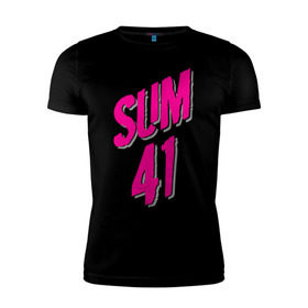 Мужская футболка премиум с принтом Sum 41 logo в Петрозаводске, 92% хлопок, 8% лайкра | приталенный силуэт, круглый вырез ворота, длина до линии бедра, короткий рукав | Тематика изображения на принте: sum 41 | музыка | панк рок | рок | сам 41