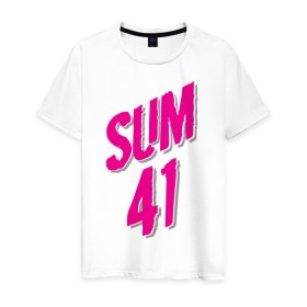 Мужская футболка хлопок с принтом Sum 41 logo в Петрозаводске, 100% хлопок | прямой крой, круглый вырез горловины, длина до линии бедер, слегка спущенное плечо. | Тематика изображения на принте: sum 41 | музыка | панк рок | рок | сам 41
