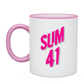 Кружка двухцветная с принтом Sum 41 logo в Петрозаводске, керамика | объем — 330 мл, диаметр — 80 мм. Цветная ручка и кайма сверху, в некоторых цветах — вся внутренняя часть | sum 41 | музыка | панк рок | рок | сам 41