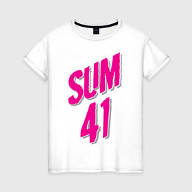 Женская футболка хлопок с принтом Sum 41 logo в Петрозаводске, 100% хлопок | прямой крой, круглый вырез горловины, длина до линии бедер, слегка спущенное плечо | sum 41 | музыка | панк рок | рок | сам 41