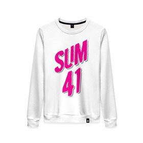 Женский свитшот хлопок с принтом Sum 41 logo в Петрозаводске, 100% хлопок | прямой крой, круглый вырез, на манжетах и по низу широкая трикотажная резинка  | sum 41 | музыка | панк рок | рок | сам 41
