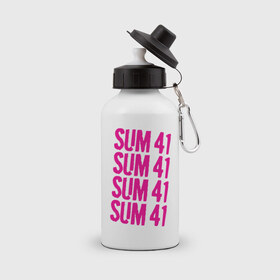 Бутылка спортивная с принтом Sum 41 magenta в Петрозаводске, металл | емкость — 500 мл, в комплекте две пластиковые крышки и карабин для крепления | 