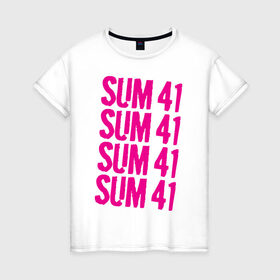 Женская футболка хлопок с принтом Sum 41 magenta в Петрозаводске, 100% хлопок | прямой крой, круглый вырез горловины, длина до линии бедер, слегка спущенное плечо | 