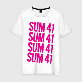 Мужская футболка хлопок с принтом Sum 41 magenta в Петрозаводске, 100% хлопок | прямой крой, круглый вырез горловины, длина до линии бедер, слегка спущенное плечо. | 