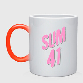 Кружка хамелеон с принтом Sum 41 pink в Петрозаводске, керамика | меняет цвет при нагревании, емкость 330 мл | rock | музыка | музыкальные стили | панк | панк рок | рок