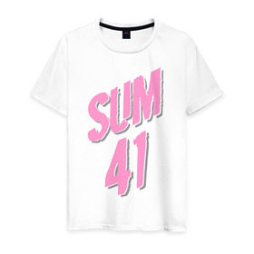 Мужская футболка хлопок с принтом Sum 41 pink в Петрозаводске, 100% хлопок | прямой крой, круглый вырез горловины, длина до линии бедер, слегка спущенное плечо. | rock | музыка | музыкальные стили | панк | панк рок | рок