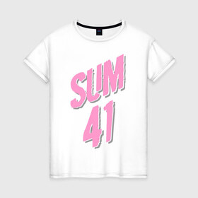 Женская футболка хлопок с принтом Sum 41 pink в Петрозаводске, 100% хлопок | прямой крой, круглый вырез горловины, длина до линии бедер, слегка спущенное плечо | Тематика изображения на принте: rock | музыка | музыкальные стили | панк | панк рок | рок