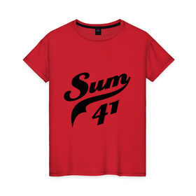 Женская футболка хлопок с принтом Лого Sum41 в Петрозаводске, 100% хлопок | прямой крой, круглый вырез горловины, длина до линии бедер, слегка спущенное плечо | rock | sum 41 | музыка | музыкальные стили | панк | панк рок | рок