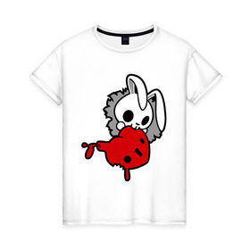 Женская футболка хлопок с принтом Злой зайчик в Петрозаводске, 100% хлопок | прямой крой, круглый вырез горловины, длина до линии бедер, слегка спущенное плечо | животные | зайка | злой зайчик | прикольные картинки | сердце